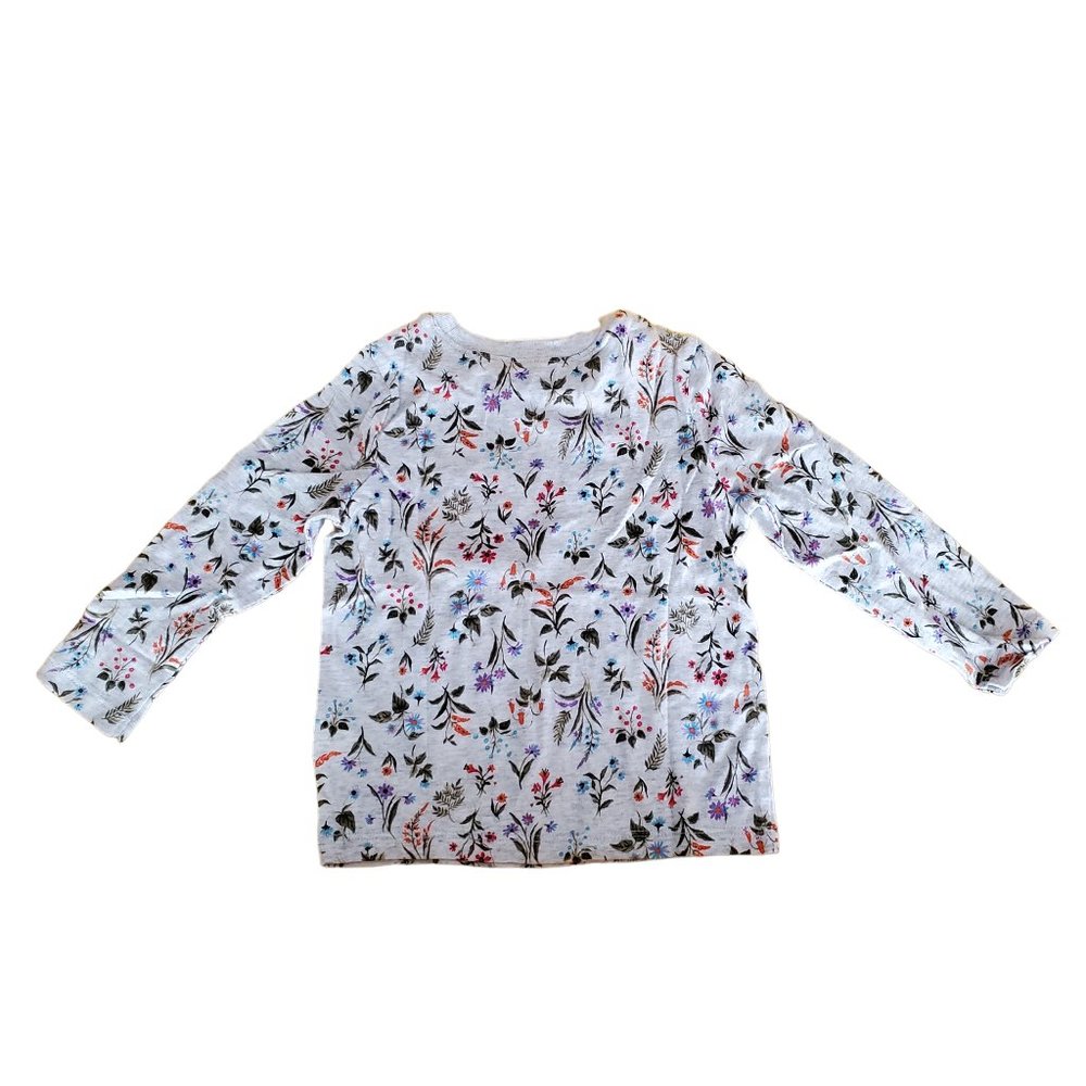 Old‎ Navy Girls Long Sleeve Printed T Shirt. Size 2T. Gray Floral. NWT.